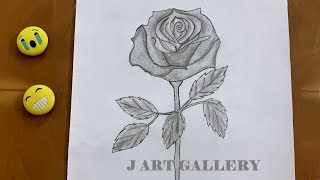 How to Draw a Rose step by step Easy | Pencil art | Drawing for kids | J ART GALLERY