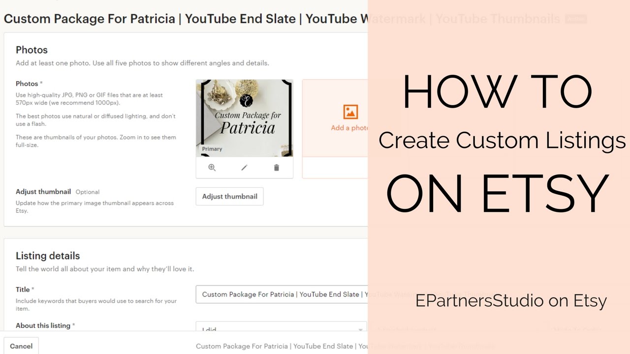 How To Create Custom Listings On Etsy Tutorial Youtube