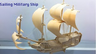 DIY 3D Woodcraft Construction Kit Sailing Military Ship \