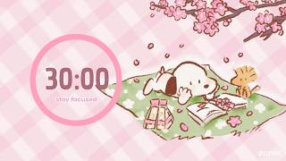 Study with Me - Pomodoro Timer 30/10 ×4 Cherry Blossom Picnic 🌸🍱 | Piano