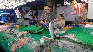 海鮮叫賣!竹圍之花!!老闆想休息了!!開始拚鮮魚超值千元盤了!!鬼頭刀超大尾都拿出來拚了!!