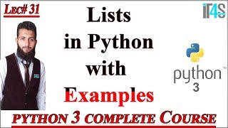 Python Tutorial in Urdu | Hindi | Lists in Python | Lists Uses and Examples in Python