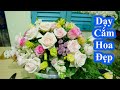 Dạy cắm hoa để bàn oval ,hoa hồng mix hoa cát tường nhập khẩu | BMCH