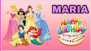 Canción feliz cumpleaños MARIA con las PRINCESAS Rapunzel, Sirenita Ariel, Bella y Cenicienta