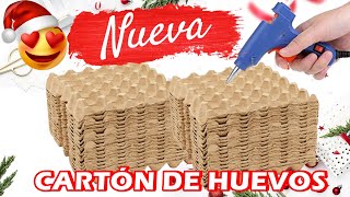 LINDA CORONA NAVIDEÑA HECHA CON CARTÓN DE HUEVOS  Recicla!!. Reciclaje con egg cartons 🎇🎆🎄
