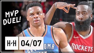 Russell Westbrook vs James Harden MVP Duel Highlights (2018.04.07) Thunder vs Rockets - SICK!