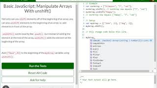 Basic JavaScript Manipulate Arrays With unshift free code camp Dani