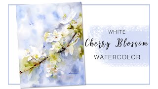 White Cherry Blossom (Sakura) In Watercolor Tutorial
