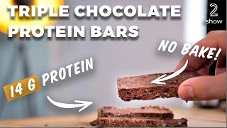 No Bake Vegan Protein Bars Recipe "Triple Chocolate"