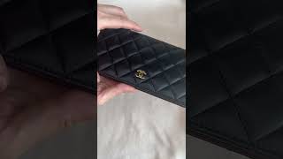 Unboxing this brand new Chanel wallet in black lambskin #luxbags #chanel #unboxing