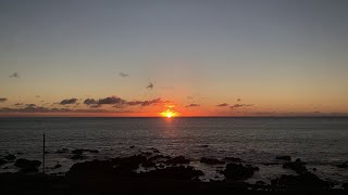 Kapiti Coast sunset on the Wellington Metlink Train, New Zealand