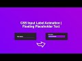 CSS Input Label Animation | Floating Placeholder Text