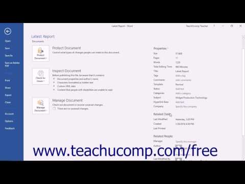 Word 2016 Tutorial Setting Document Properties Microsoft Training