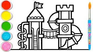 Dibujemos y Coloreemos Juntos el Patio de Juegos de un Castillo ❤️🏰❤️ Aprenda Dibujos Fáciles #80