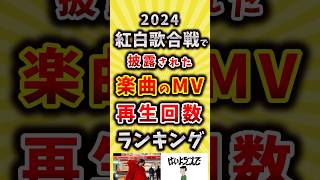 2024紅白歌合戦で披露された楽曲のMV再生回数ランキング【いいね👍で保存してね】#昭和 #平成 #shorts