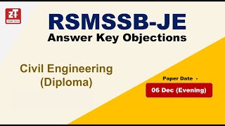 RSMSSB -JE Objectionable Questions | CIVIL ENGINEERING (Diploma) | Paper Date - 06th Dec-20