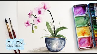 How to paint a watercolor Orchid/ Easy for Beginners/ Step by Step tutorial/ Floral Friday