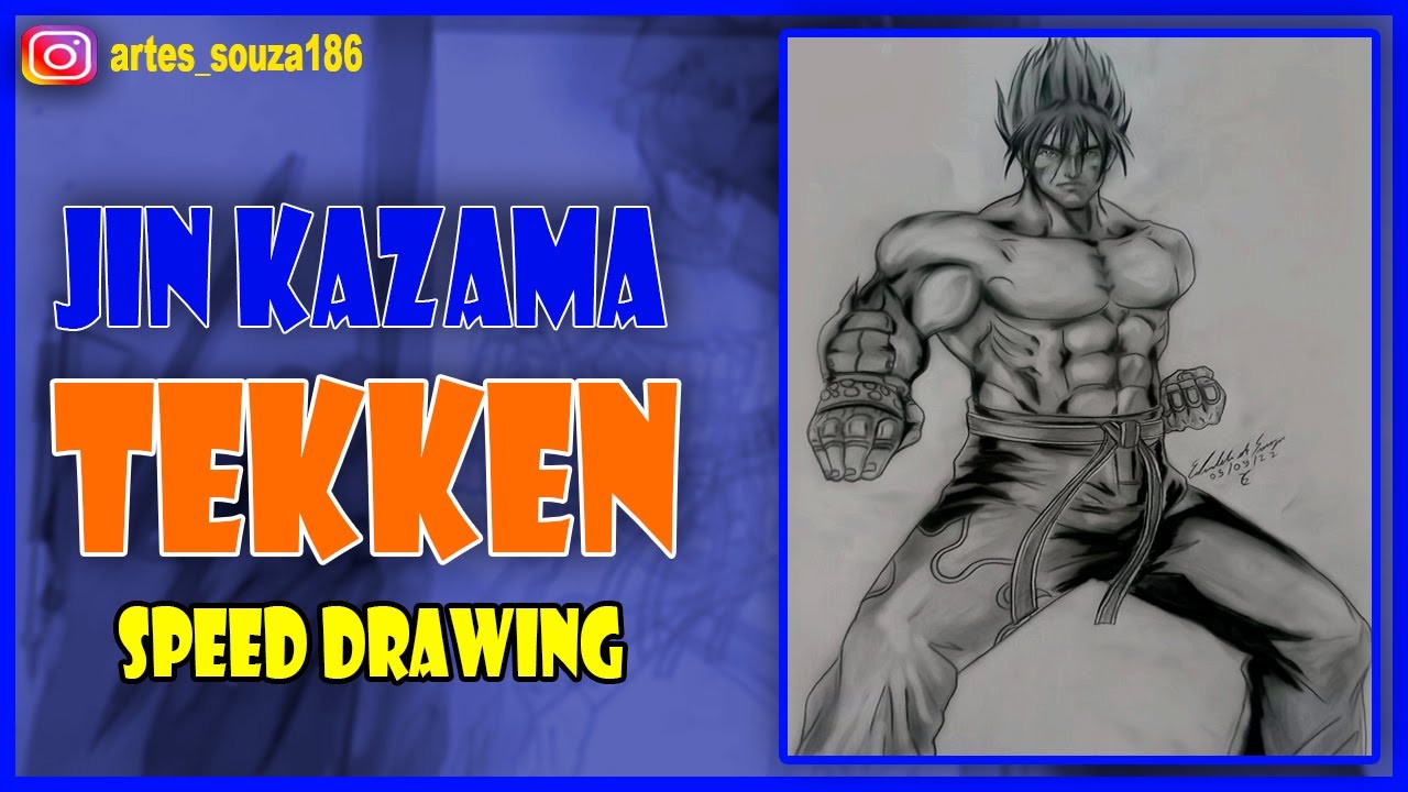 JIN KAZAMA TEKKEN SPEED DRAWING FORMATO A4 - YouTube