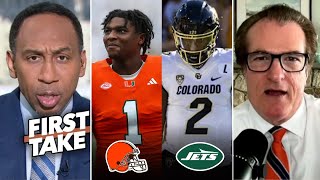 FIRST TAKE | Stephen A. Smith heated on Mel's Mock Draft: #2 Cam Ward to Browns, #7 Shedeur to Jets