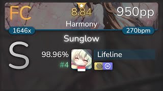 Lifeline | Yamajet feat. Hiura Masako - Sunglow [Harmony] +HDDT 98.96% {#4 950pp FC} - osu!