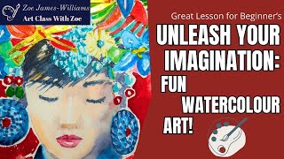 Fun Watercolour Project: Simple Face, Stunning Headdress Design: Easy Art For All Levels in 4 Mins!!