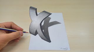 Very Easy _ How to Draw 3d X letter Drawing on paper _ easy drawing