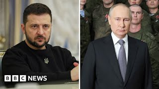 Ukraine’s Zelensky and Russia’s Putin address their countries on New Year’s Eve  – BBC News