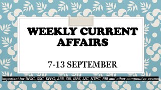 Weekly Current Affairs Class 1
