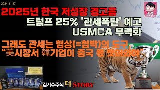 2025년 한국 저성장 경고음, 트럼프 25% '관세폭탄' 예고 USMCA 무력화, 그래도 관세는 협상(=협박)의 도구, “美시장서 韓기업이 중국 몫 뺏어와야”