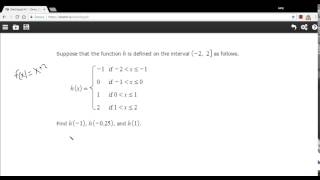 Evaluating a piecewise defined function