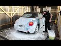 Deep cleaning a Disaster detail VW BeetleVolkswagen Golf ASMR filthyDirty barn find relaxing clean