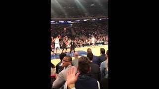 Knicks fans yanks down Knicks Assistant coach who is blocking is view 12/8/18