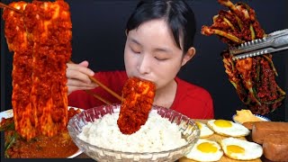 보리차에 밥말아서 대전선화동 매운실비김치 실비파김치 입맛도는 밥도둑 매운김치 먹방 (ft.통스팸, 계란후라이)