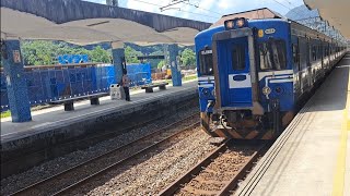 4137次蘇澳開往樹林EMU514+EMU512區間車，7454次單電頭+數節廢土貨列，6766次樹林發車開往宜蘭的E401電頭車王+兩節藍皮普通對號快車+三節藍皮普通通勤客車共五節藍皮文博號活動專列