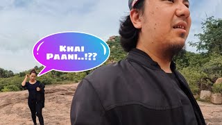 We went for a bike ride to a waterless waterfall near Hyderabad 🤣...!!