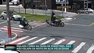 Quase Morri: Mulher é arremessada por moto ao atravessar na faixa de pedestres.