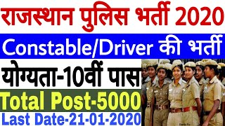 Rajasthan Police & Driver Recruitment 2020 | Rajasthan Police Constable & Driver Vacancy 2020 | Raj