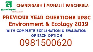 Environment & Ecology LAST YEAR 2019 QUESTIONS PART 1 Prelims UPSC Most Important  Question for 2020