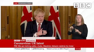 Coronavirus: Boris Johnson tells UK pubs and restaurants to shut in virus fight 🔴 @BBC News - BBC