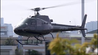 【ヘリコプター】 桜と Aerospatiale AS350 Ecureuil/AStar JA9784 （日本法人所有）の離着陸・東京ヘリポート   HD 1080p