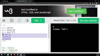 W3schools Python Casting