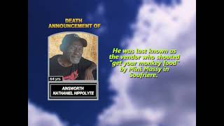 Ainsworth Nathaniel Hippolyte ~ Short Obituary