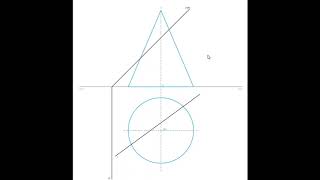 Sistema Diédrico. Intersección de cono con recta.