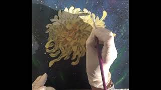 How to paint a chrysanthemum in acrylic paints. Easy flower painting, step by step tutorial. DIY art