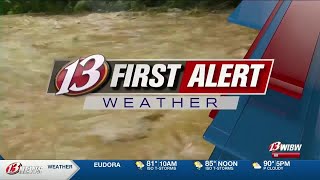 Scattered Storms Today; Cooler and Less Humid to Start the Week