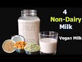 4 Vegan Milk Recipe |  NONDAIRY MILK Recipe | How to make Plant Based Milk at Home