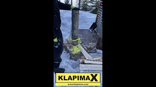 Klapimax halkoma-alaisin on monipuolinen halkomakone. Katso kuinka 80cm uunipuu halkeaa