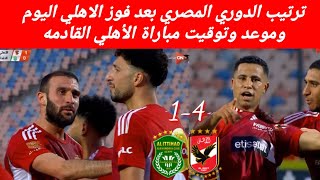 ترتيب الدوري المصري بعد فوز الاهلي على الاتحاد اليوم