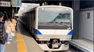 E531系0番台ｶﾂK481編成がワンマン常磐線土浦行きとして神立駅3番線に到着停車するシーン（634M）2025.1.5.13:26