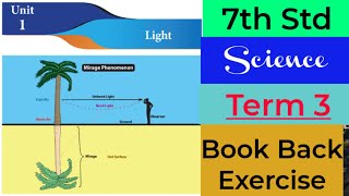 7th Std - Term 3 | Science - Unit 1 | Light - Book Back Exercise